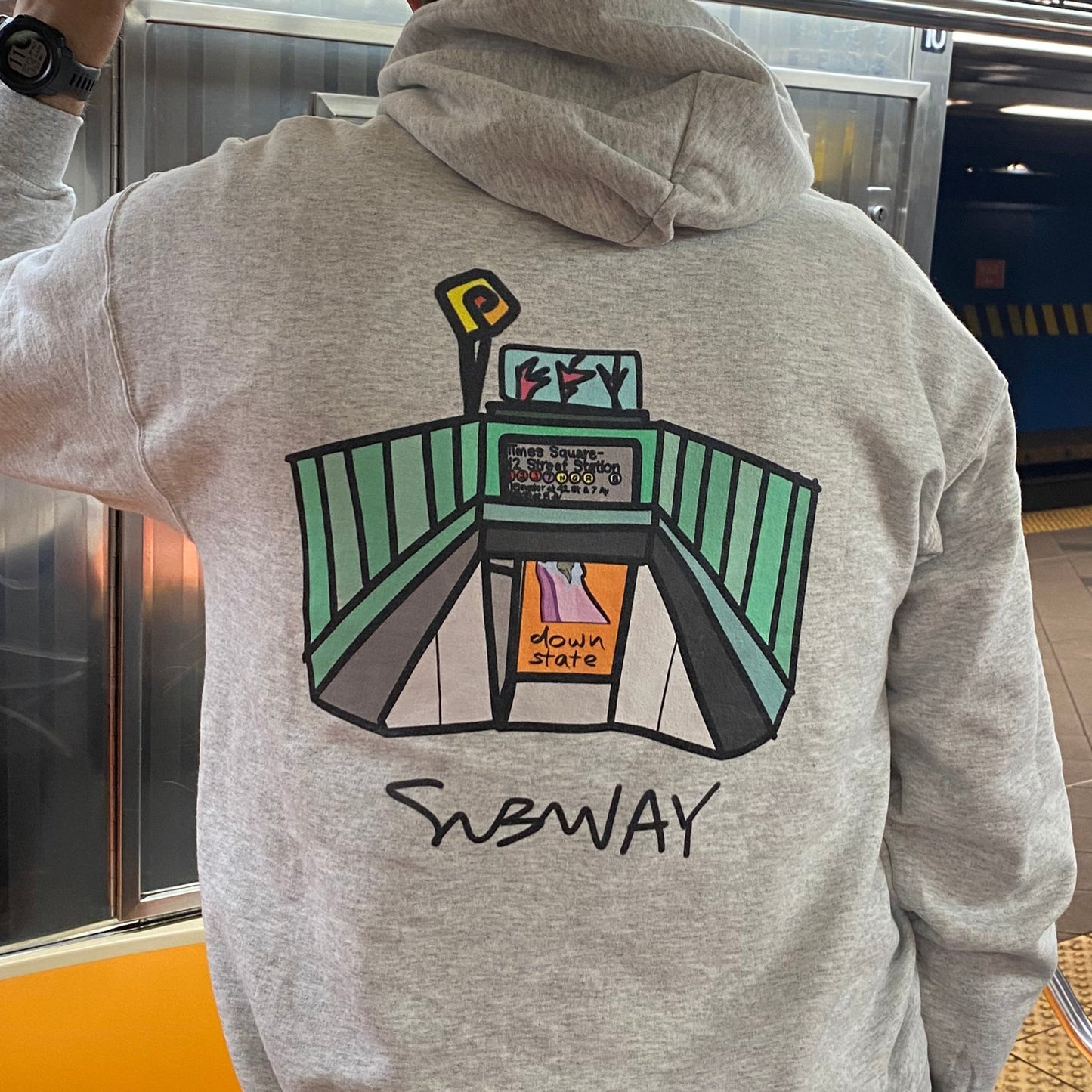 downstate apparel BACK print subway hoodie