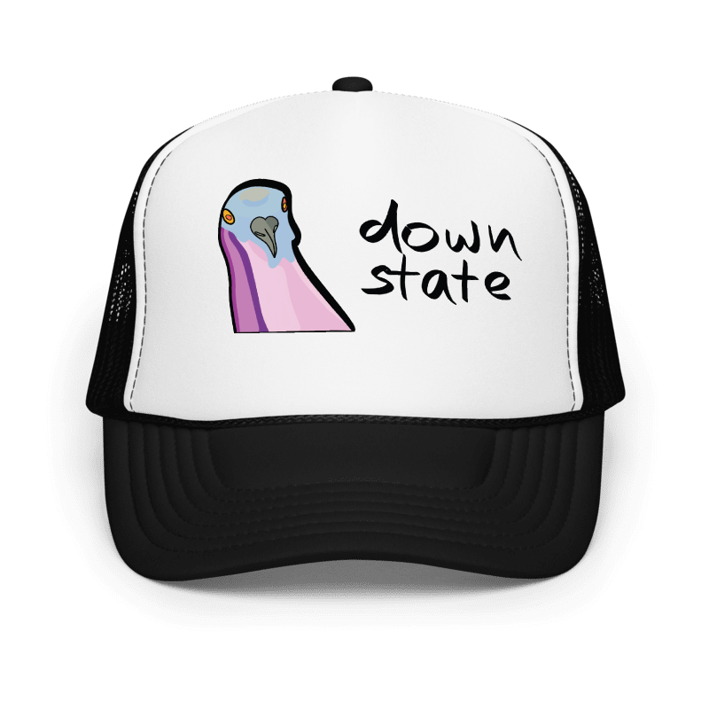 downstate pigeon trucker hat