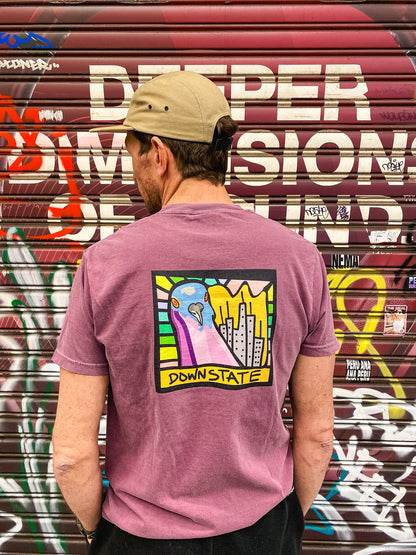 downstate original cityscape BACK print short sleeve tee BERRY
