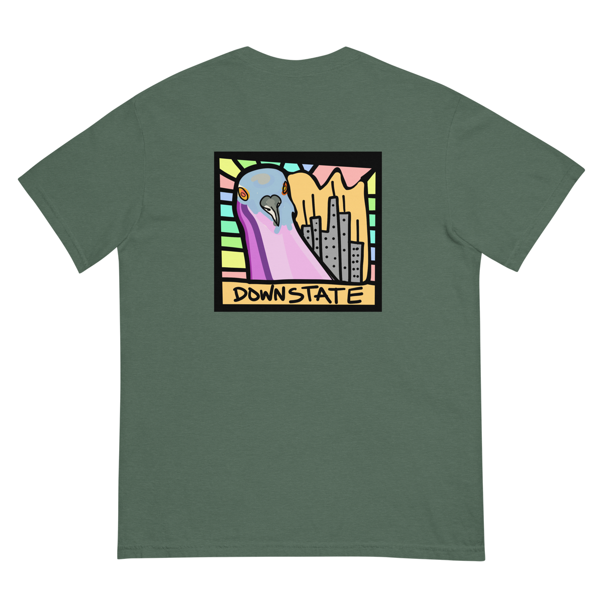 NYC Cityscape Back Print Tee - Blue Spruce